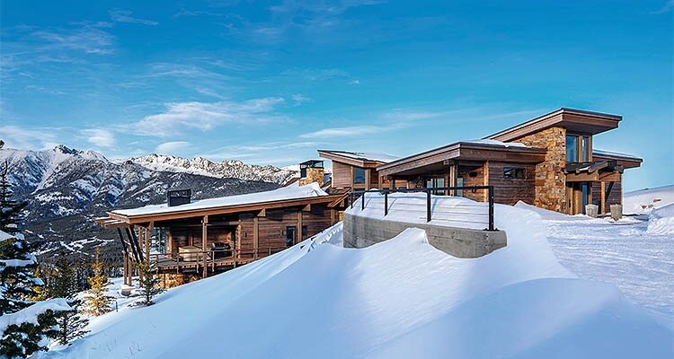 Mountain chalet in the snow