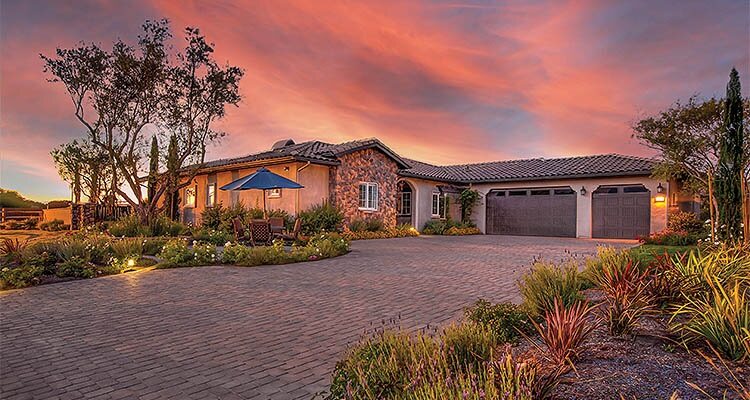 outside shot of home under red skies