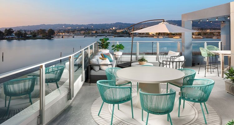 Rooftop terrace overlooking water