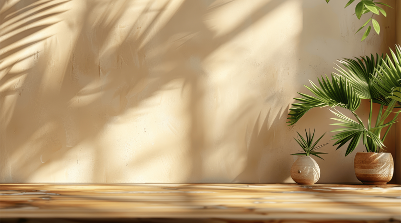 Plants and wooden floors in organic modernism home