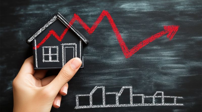 Chalkboard with drawing of house with upwards graph to support Paul Newman apartment bidding war article