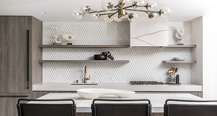 a modern kitchen with a clean and sophisticated design