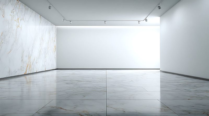 White room with marble epoxy flooring