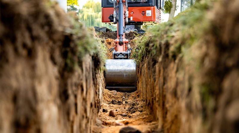 Excavators in garden area