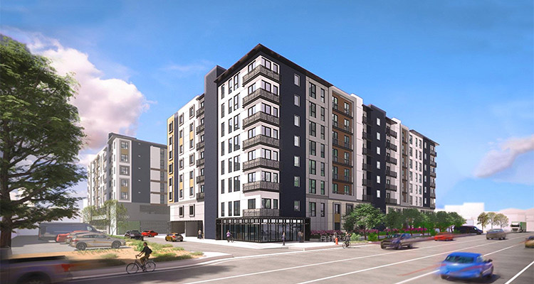 a rendering of The Alcove, a new affordable housing complex under development in Warner Center, Los Angeles.