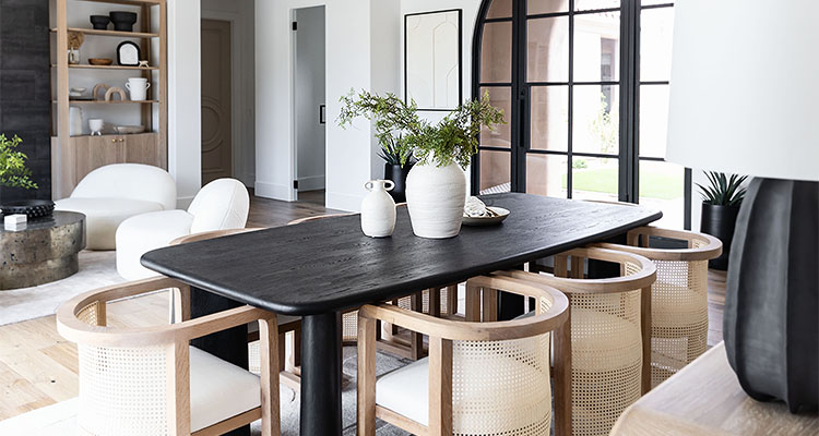 modern, elevated dining room interior designed by Living with Lolo