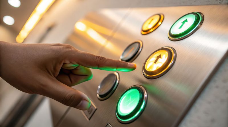 Person pushing buttons on Residential Elevators