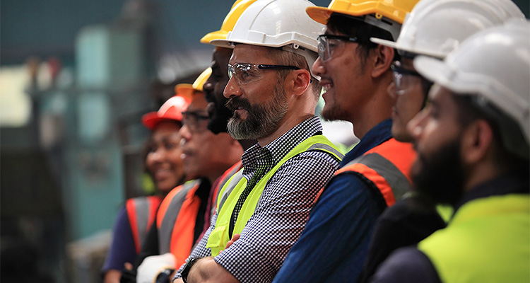 engineer team full skill quality for maintenance and training in industry factory worker , warehouse Workshop for factory operators, mechanical engineering team production.