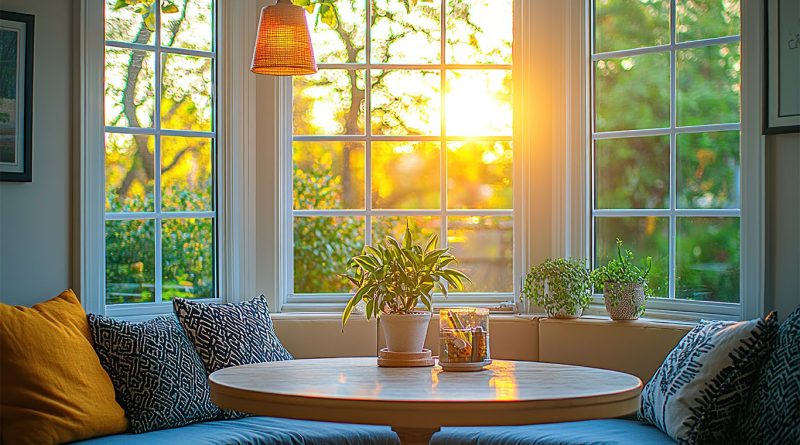 large bay windows in home