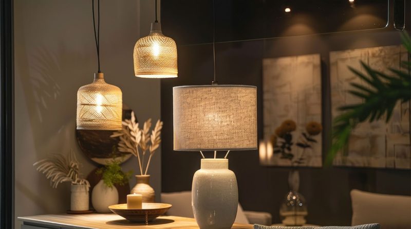 A vintage table lamp adds contrast to a modern bookshelf, highlighting 2025's unexpected lighting trend