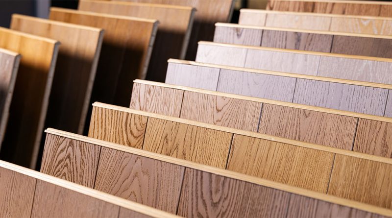 Various flooring sample boards for shop-at-home flooring article