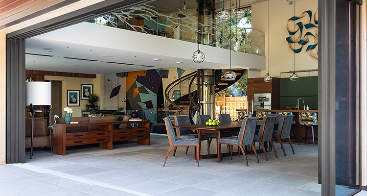 a modern, open-plan living and dining area