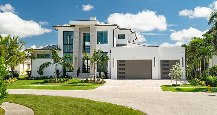 a striking contemporary new construction waterfront estate